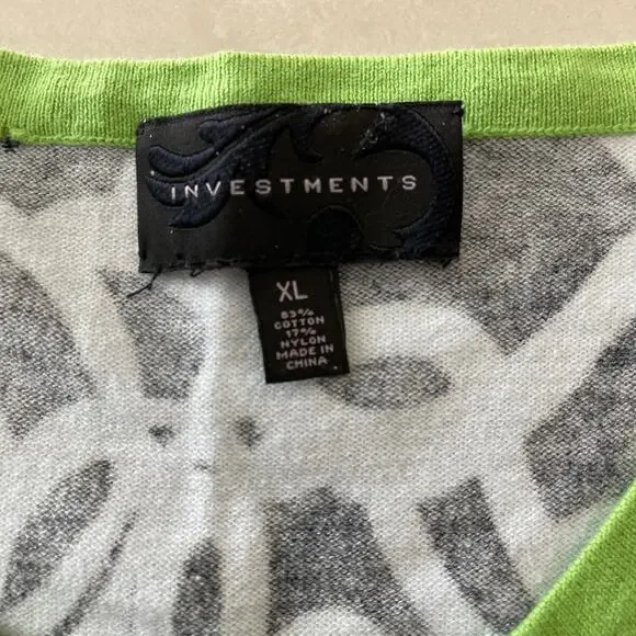 Investments 3/4 Sleeve Geometric Design Cardigan and Black Knit Tank, Ladies XL - Picture 4 of 12